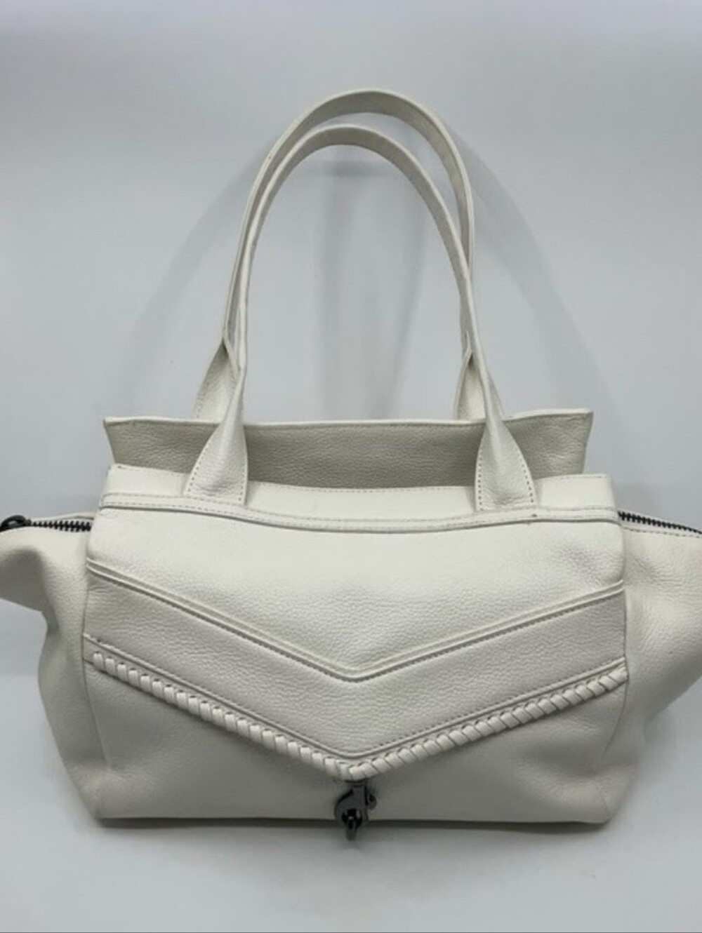 Botkier Trigger Satchel White Pebbled Leather Tote Bag